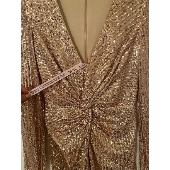 Mac Duggal Women's Ieena Sequin Knotted Long Sleeve Midi Dress NEW NWT - Picture 5 of 9